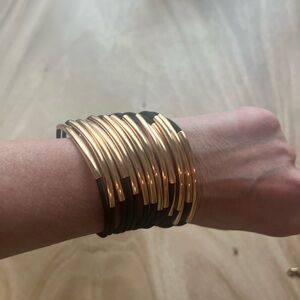 Elegant Gold and Black Bangle Set